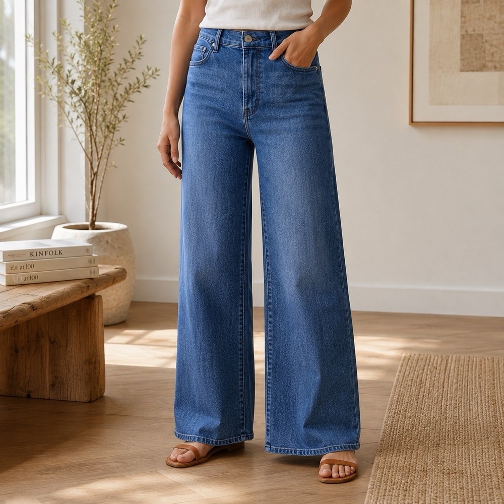 FRAME Le Slim Palazzo Jeans High Rise Wide Leg Stretch Capsule Minimalist 27